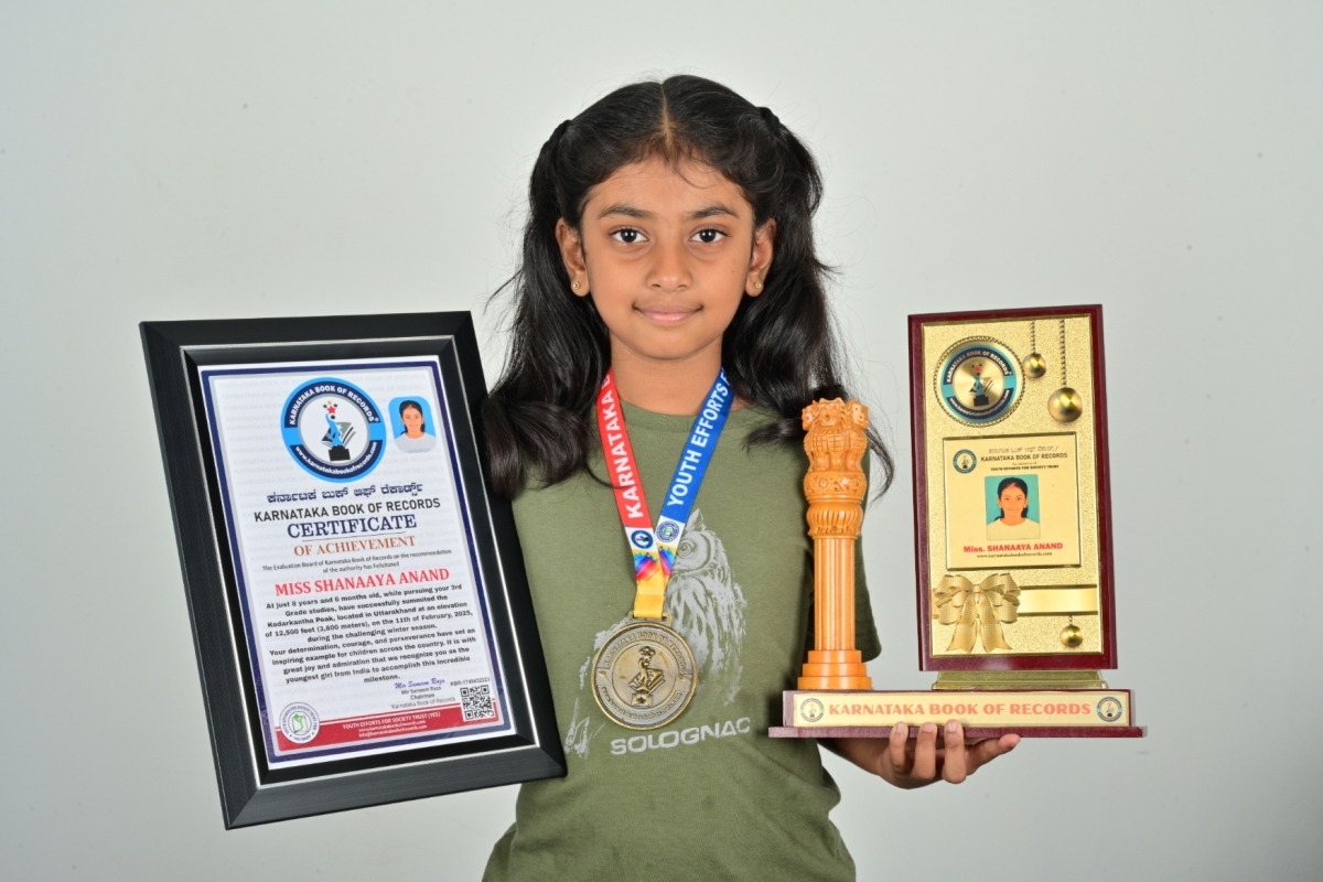 8-Year-Old Shanaaya Anand from Karnataka Scales Kedarkantha Peak, Sets Record with Karnataka Book of Records